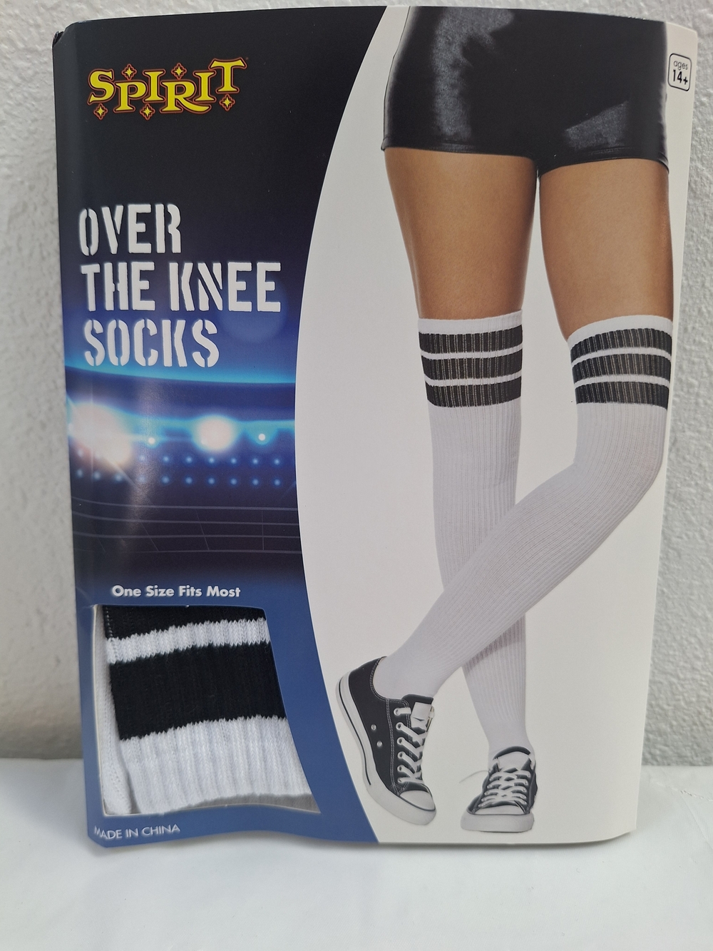Spirit White Over-The-Knee Socks with Black Stripes